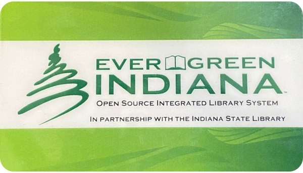 photo of evergreen indiana library card